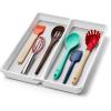 imagemadesmart Premium Antimicrobial Classic Mini Utensil Tray Soft Grip NonSlip Kitchen Drawer MultiPurpose Home Organization EPA Certified 2 Compartments CarbonPremiumWhite