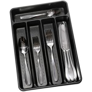 imagemadesmart Classic Mini Silverware Tray Soft Grip NonSlip Kitchen Drawer Organizer 5 Compartments MultiPurpose Home Organization BPA Free GraniteCarbon