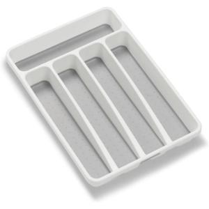 imagemadesmart Classic Mini Silverware Tray Soft Grip NonSlip Kitchen Drawer Organizer 5 Compartments MultiPurpose Home Organization BPA Free GraniteWhite