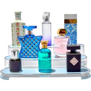 imagemadesmart Clear Shelf Organizer  Blue  BATH COLLECTION  3Tier Cabinet or Countertop Organizer  Softgrip Lining and Nonslip Fee  BPAFree