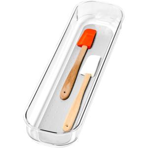 imagemadesmart Clear Soft Grip 14x4 Bin Organizer 1425quot x 369quot Lt Grey1425 x 37 x 2