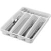 imageMadesmart Mini 5Compartment Premium Antimicrobial Plastic Silverware Tray for Drawers Cutlery and Utensil Tray Kitchen Drawer Organizer White