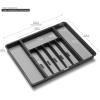 imagemadesmart Expandable Silverware Tray Adjustable Utensil Organizer for Drawers SoftGrip Lining NonSlip Base Durable and Easy to Clean GreyGranite