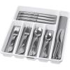 imagemadesmart Premium Antimicrobial Classic Large Silverware Tray Soft Grip NonSlip Kitchen Drawer 6 Compartments MultiPurpose Home Organization EPA Certified White6 Compartment