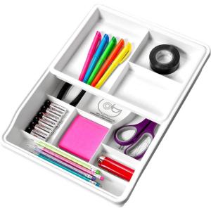 imageMadesmart 23Compartment Original Junk Drawer Organizer Tray Plastic Multipurpose Storage Bin for Drawers GraniteWhite