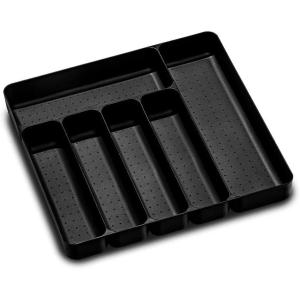 imagemadesmart Premium Antimicrobial Premium Soft Large Silverware Tray NonSlip Kitchen Drawer 6 Compartments MultiPurpose Home Organization EPA Certified Carbon