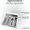imagemadesmart 5Compartment Small Silverware Tray for Utensils Flatware Kitchen Drawer Organization and Storage SoftGrip Clear