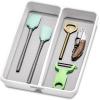 imagemadesmart Classic Mini Utensil Tray Soft Grip NonSlip Kitchen Drawer Organizer 2 Compartments MultiPurpose Home Organization BPA Free WhiteMini