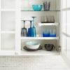 imagemadesmart Large Stacking Shelf  Clear  CABINET COLLECTION  Organizer for Cabinet or Counter  Collapsible Legs for Storage  Nonslip Rubber Feet  BPA FreeWhite