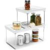 imagemadesmart Large Stacking Shelf  Clear  CABINET COLLECTION  Organizer for Cabinet or Counter  Collapsible Legs for Storage  Nonslip Rubber Feet  BPA FreeWhite