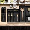 imagemadesmart Premium Antimicrobial Classic Small Silverware Tray Soft Grip NonSlip Kitchen Drawer 5 Compartments MultiPurpose Home Organization EPA Certified Carbon