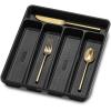 imagemadesmart Premium Antimicrobial Classic Small Silverware Tray Soft Grip NonSlip Kitchen Drawer 5 Compartments MultiPurpose Home Organization EPA Certified Carbon