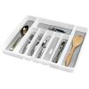 imagemadesmart Silverware White Expandable Tray Classic Collection  8Compartments  Icons to Help sort Flatware Cutlery Utensils  SoftGrip Lining  BPAFreeWhite