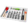imagemadesmart Silverware White Expandable Tray Classic Collection  8Compartments  Icons to Help sort Flatware Cutlery Utensils  SoftGrip Lining  BPAFreeWhite