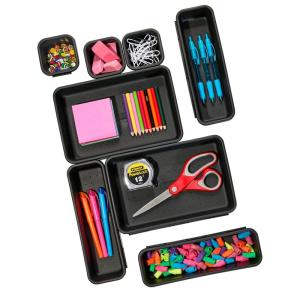 imagemadesmart 8Piece Interlocking Bin PackCarbon Collection Customizable MultiPurpose Storage Durable Easy to Clean ampamp BPAFree