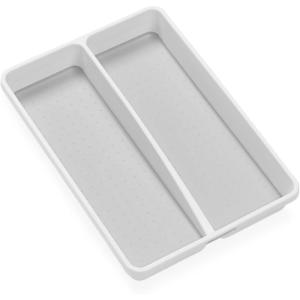 imagemadesmart Classic Mini Utensil Tray Soft Grip NonSlip Kitchen Drawer Organizer 2 Compartments MultiPurpose Home Organization BPA Free White2 Compartment