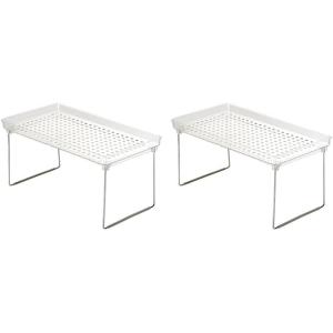 imagemadesmart Large Stacking Shelf  Clear  CABINET COLLECTION  Organizer for Cabinet or Counter  Collapsible Legs for Storage  Nonslip Rubber Feet  BPA FreeClear