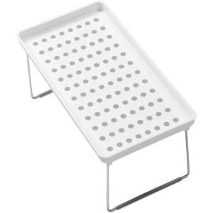 imagemadesmart Large Stacking Shelf  Clear  CABINET COLLECTION  Organizer for Cabinet or Counter  Collapsible Legs for Storage  Nonslip Rubber Feet  BPA FreeWhite