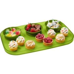 imageMadesmart Dipware 3Bowl Reusable Serving Tray for Appetizers and Snacks FoodSafe Appetizer Serving Platter with 3 Removable Dip Bowls OceanTranslucent Lime