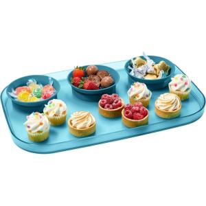 imageMadesmart Dipware 3Bowl Reusable Serving Tray for Appetizers and Snacks FoodSafe Appetizer Serving Platter with 3 Removable Dip Bowls OceanTranslucent Turquoise
