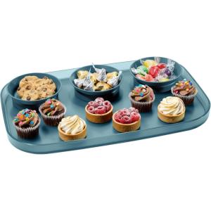 imageMadesmart Dipware 3Bowl Reusable Serving Tray for Appetizers and Snacks FoodSafe Appetizer Serving Platter with 3 Removable Dip Bowls OceanTranslucent Midnight