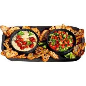 imagemadesmart Dipware Dual Serving Tray for Hummus ampamp Salsa Detachable 2Bowl Tray Dishwasher ampamp Microwave Safe Carbon