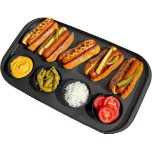 imagemadesmart Dipware Family Style Serving Tray 4Bowl Plate for BBQs and Gatherings Detachable Bowls Dishwasher ampamp Microwave Safe Reusable Plate Carbon